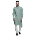 thumbnail image 1 of Atasi Designer Kurta Pajama For Men Printed Angrakha Kurta Set Summer Clothing, 1 of 3