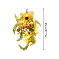 thumbnail image 3 of Artificial Sunflower Swag, Wall Hanging Sunflower Teardrop Wreath with Eucalyptus Leaves Spring Summer Door Swag Wreath for Wedding Arch Front Door Decor 17.7 Inch, 3 of 7