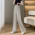 thumbnail image 1 of Pantalones anchos de rayas blancas y negras para mujer, pantalones casuales, rectos, sueltos y adelgazantes, para primavera y verano, combinables, 1 of 1