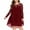 Wine, variant on 2025 Clearance! 50% Off Clear! asdoklhq Summer Dresses for Women Clearance.Women Casual Plus Size Sheer Lace Sleeve High Low Hem O-Neck Swing Dress