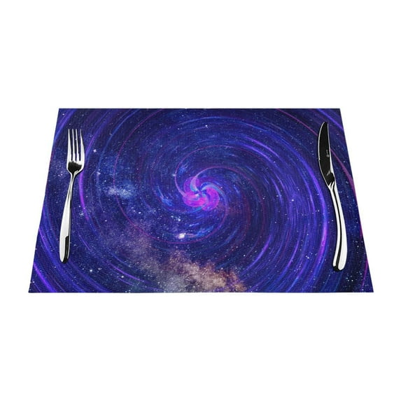 YFYANG Washable Heat-Resistant Placemats, 70% PVC/30% Polyester, Mysterious Cosmic Galaxy Kitchen Table Mat, 12" x 18" 1 Pcs