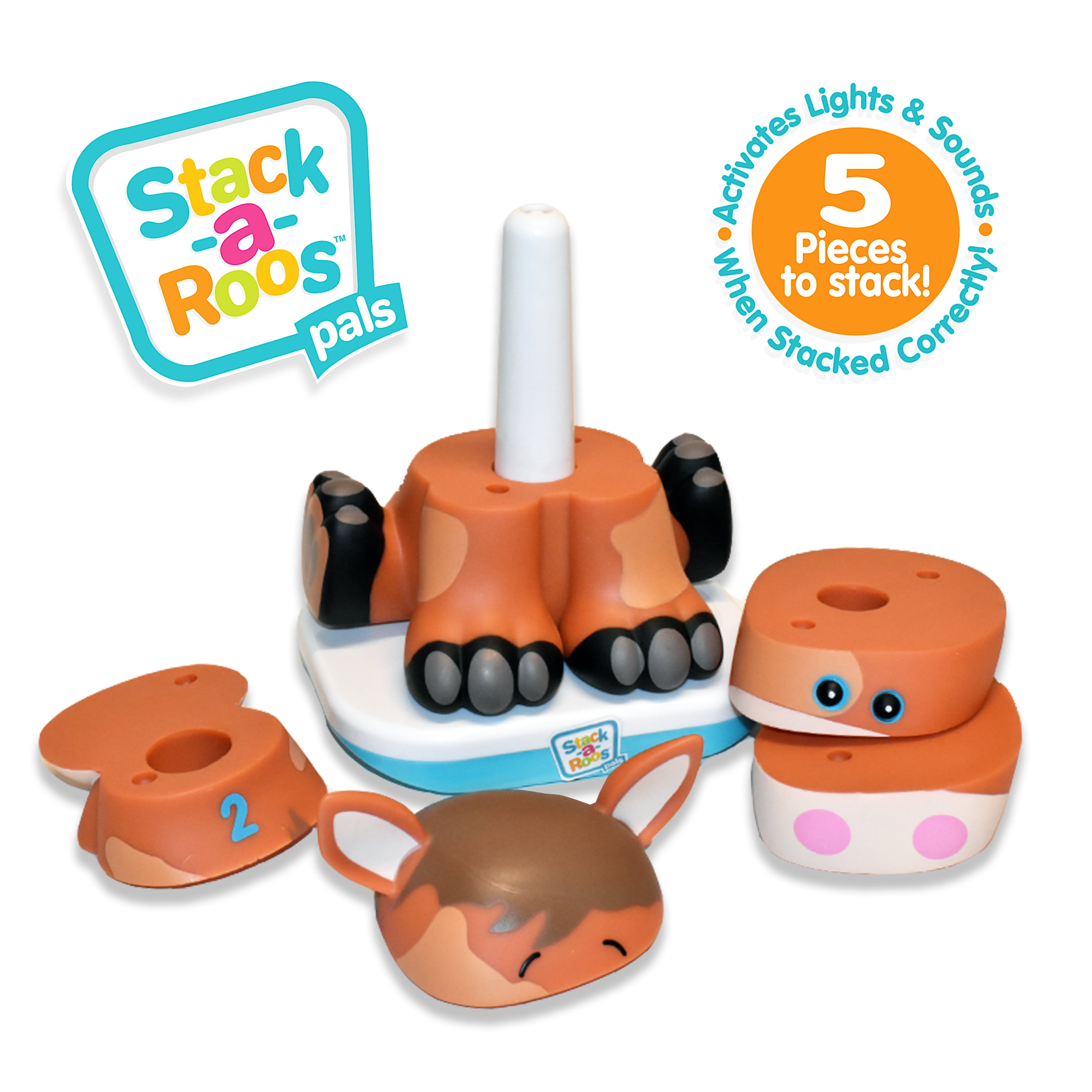 Stack-a-Roos Pals: Baby Horse - Lights & Sounds, Toddlers Ages 12+ Months, 5 Piece Stacking Animal Tower,  Boys & Girls, Infant & Toddlers Toy