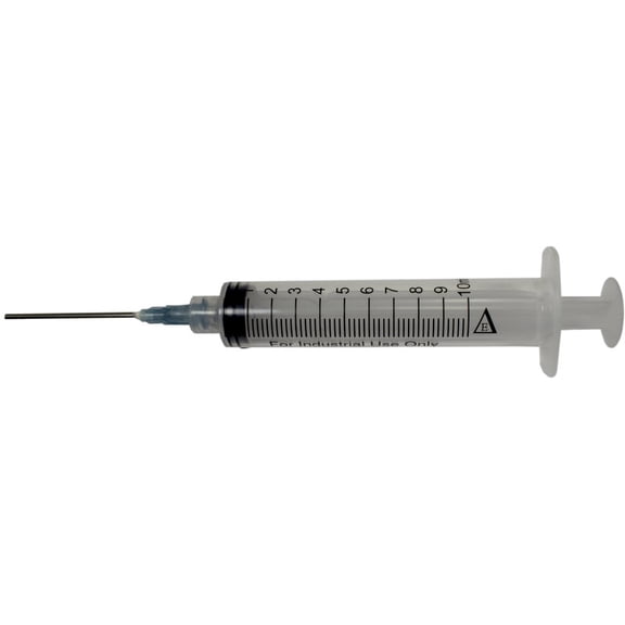 Box of 100 x 10 ml Industrial Syringes with 15G x 1-1/2" Blunt Tip Fill Needle and plastic cover