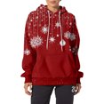 thumbnail image 4 of Women's Fashion Casual Hooded Loose Printed Long Sleeve Sweatshirt with Christmas Tree Print, Great for Holiday Outfits and Casual Look, Festive and Soft,Watermelon Red,2XL, 4 of 5
