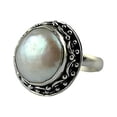 thumbnail image 4 of Navya Craft Freshwater Coin Pearl 925 Sterling Silver Handmade Women Statement Ring, Coin Pearl Jewelry Size 12.5, 4 of 4