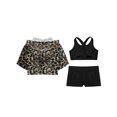 thumbnail image 4 of TSSOE Kids Girls Dance Crop Tops and Shorts with Hooded Sweatshirt Set 3 Pieces Dance Sports Outfits B Leopard 12, 4 of 5