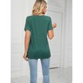 thumbnail image 2 of Cuteduck Women's Short Sleeve V-Neck T-Shirt – Button Front, Loose Fit Solid Color Soft Summer Top – Casual Everyday Essential S-2X, 2 of 6
