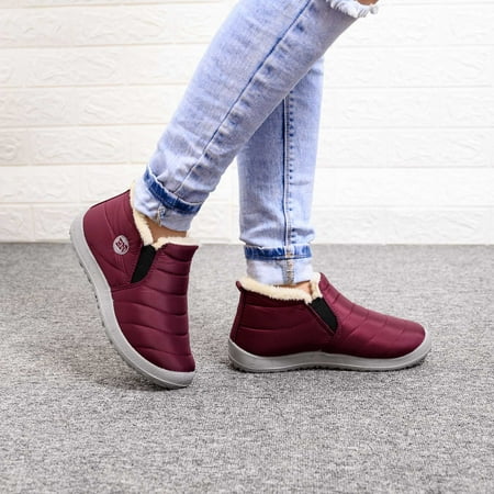

YOUSNH Men Snow Flat Winter Warm Velvet Boots Water Short Men s Boots Mens Boots Red 10.5