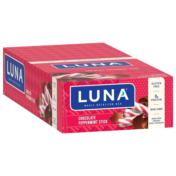 Luna Bar - Chocolate Peppermint Stick - Whole Nutrition Snack Bars - 1.69 oz (15 Count)