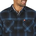 thumbnail image 4 of The American Outdoorsman Men's Bonded Sherpa Fleece Lined Flannel Print Polar Fleece Shirt Jacket (Navy/Blue, XL), 4 of 8