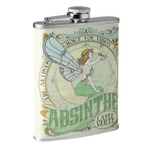 American Art Decor Absinthe Fairy Stainless Steel 8 oz Liquor Flask - 5.5" x 4" x 1.25"