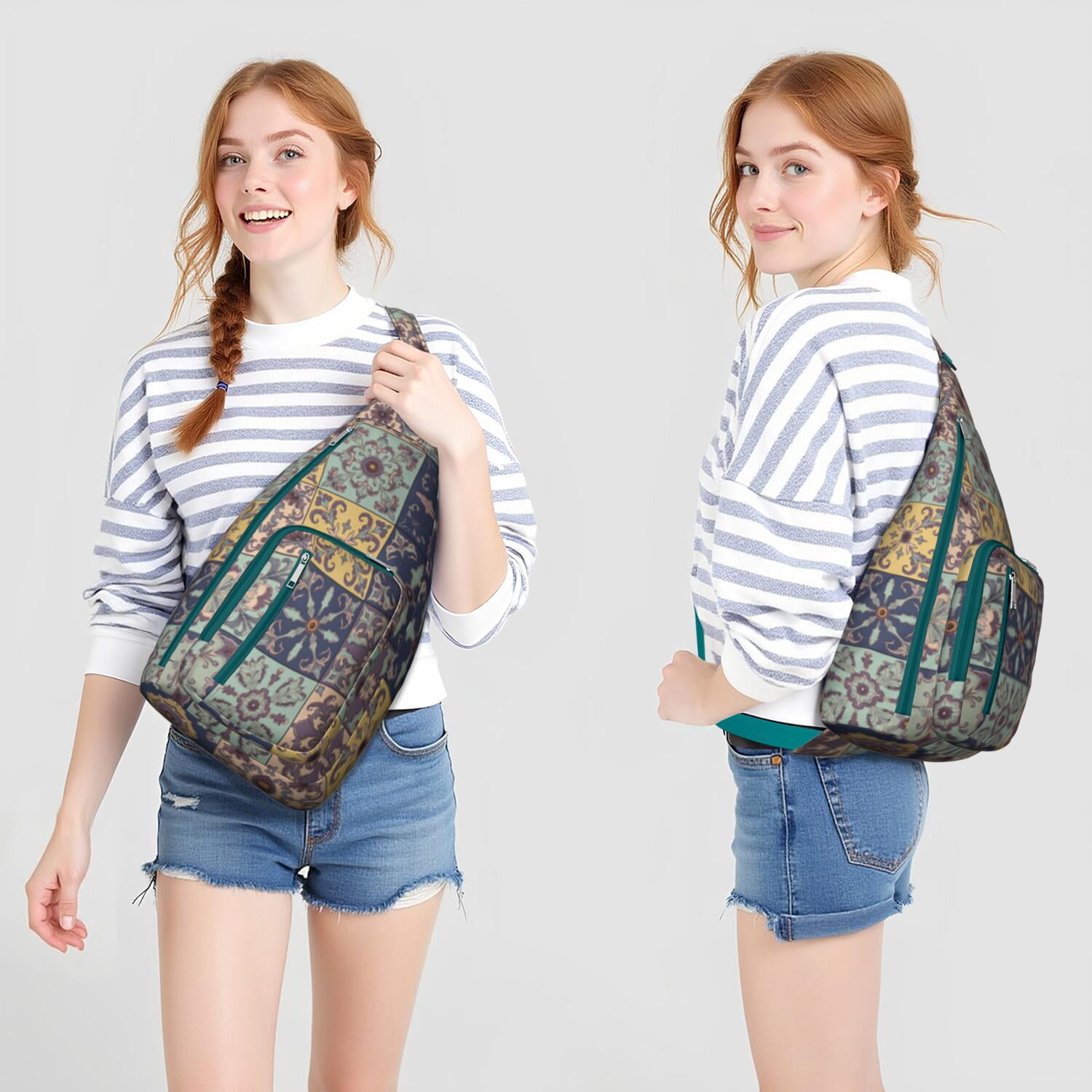 Bohemian Tribal Sling Bag Crossbody Backpack,Crossbody Sling Bag Travel Hiking Casual Daypack for Travel Outdoor Activities