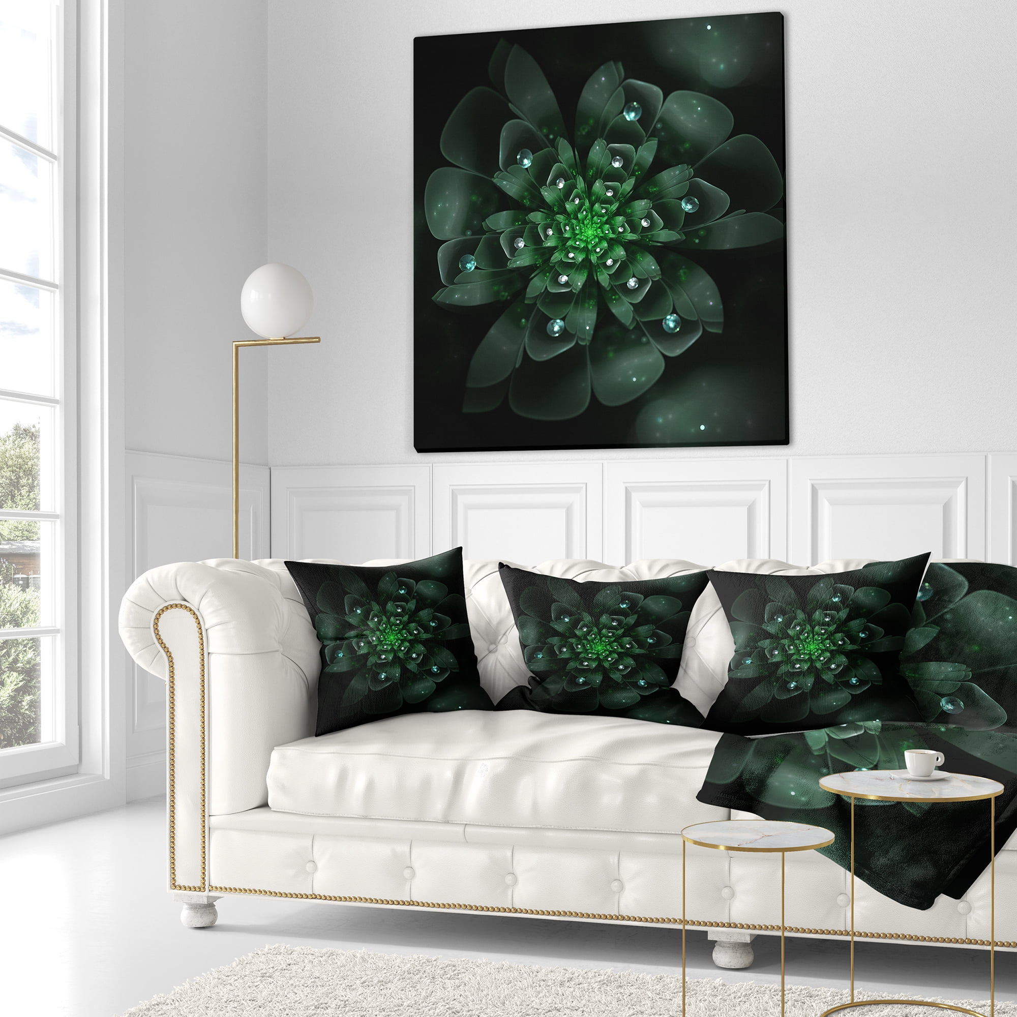 Designart 18" x 18" Green Polyester Throw Pillow