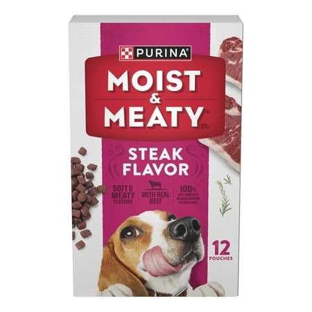 Purina Moist and Meaty Steak Flavor Soft Dog Food Pouches
