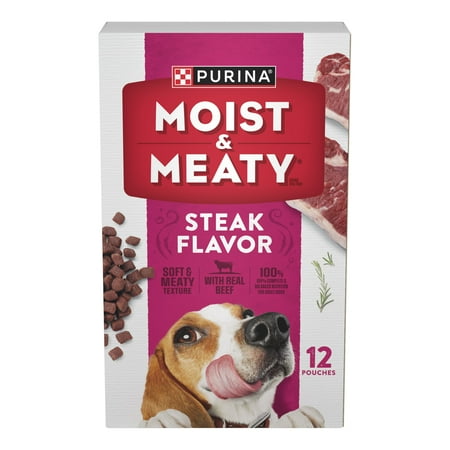 UPC: 0038100119124 | Purina Moist and Meaty Steak Flavor Soft Dog Food Pouches