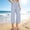 #457-Light Blue, variant on Womens Capri Pants High Waisted Striped Wide Leg Side Pocket Solid Soft Breathable Casual Linen Trousers for Summer Gift