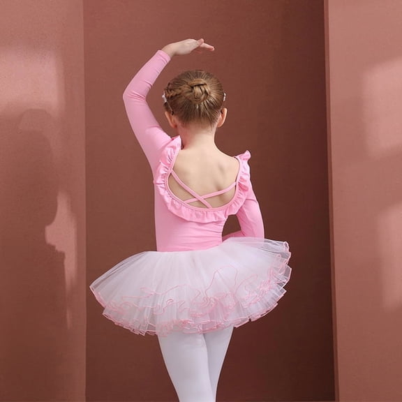 LYMAYTER Girls Toddler Ballet Leotards Criss-Cross Back Dance Dress Ballerina Outfits