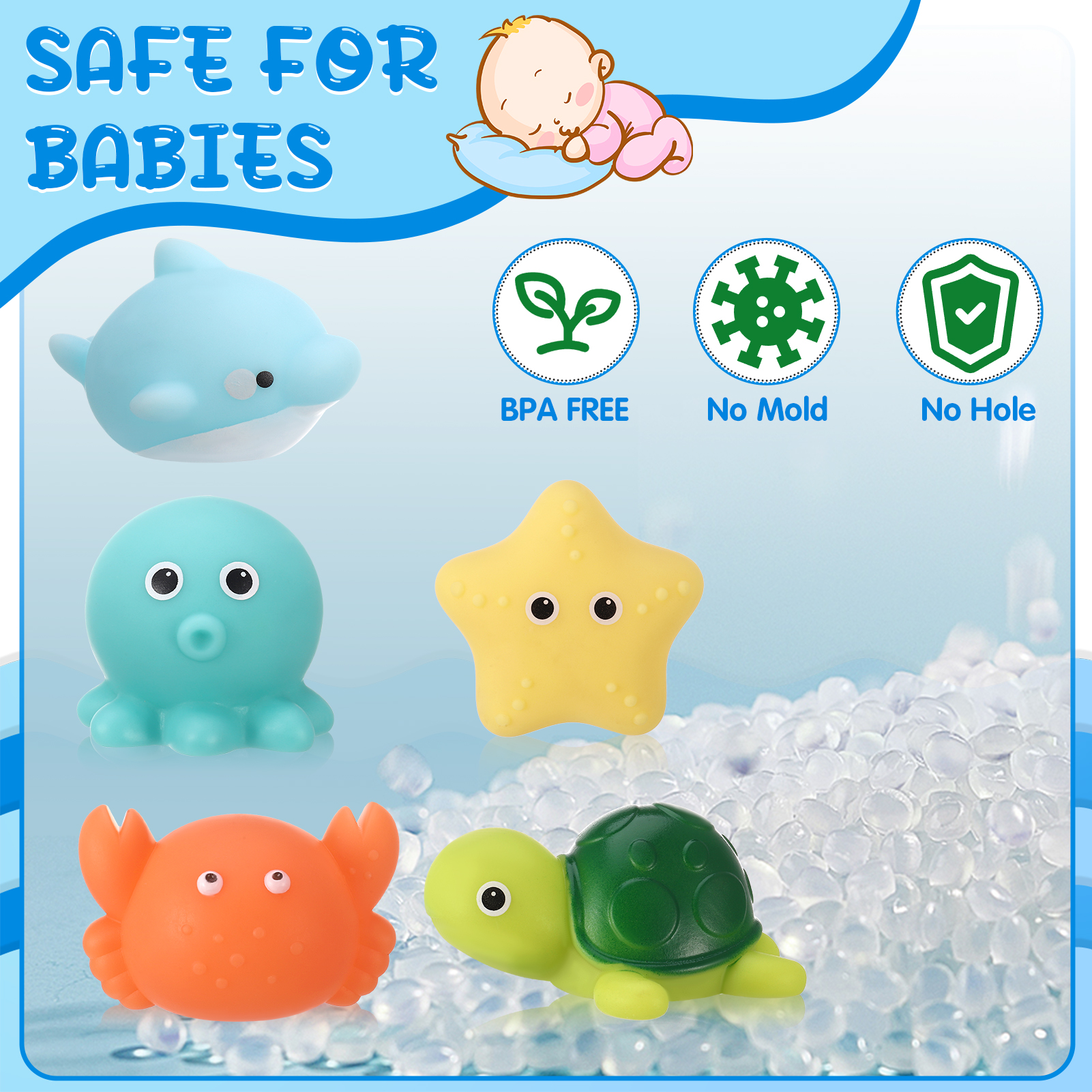 Sixwipe 6-Piece Mold-Free Bath Toys Set photo 7