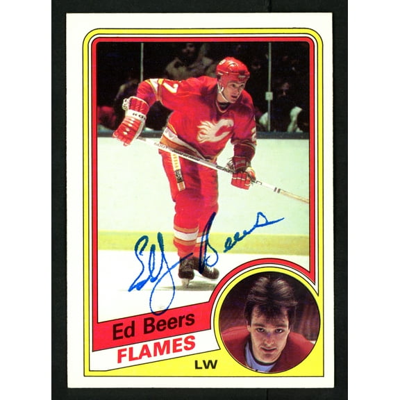Ed Beers Autographed 1984-85 Topps Card #24 Calgary Flames SKU #152050
