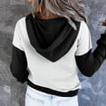 thumbnail image 4 of Scyoekwg Womens Fall Fashion 2025 Hoodies for Women Long Sleeve Casual Color Block Zipper Hooded Drawstring Sweatshirts Tops with Pockets #B01-Black M, 4 of 6