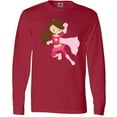 thumbnail image 3 of Inktastic Superhero Girl, Brown Hair, Pink Costume Long Sleeve T-Shirt, 3 of 5