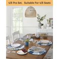 thumbnail image 5 of 13 Inch Round Placemats Set of 6, Blue Floral Non Slip Heat Insulation PP Table Mats, Spring Flowers Plants Patchwork Grid Bohemia Washable Place Mats for Kitchen Dining Party Table Decor, 5 of 7