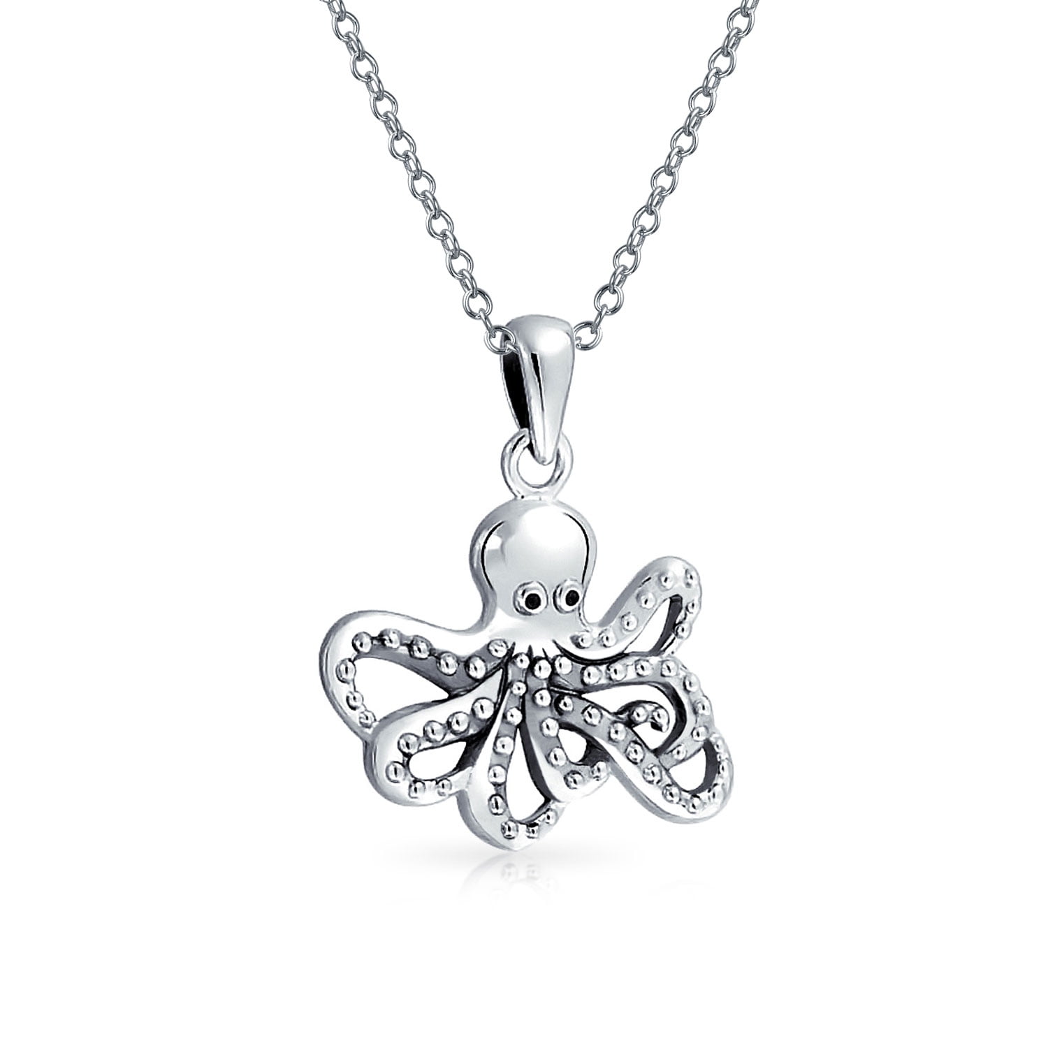 Octopus Pendant Sterling Silver Necklace 16 Inches - Silver Octopus Pendant Octopus Pendant Sterling Silver Necklace 16 Inches - Silver Octopus Pendant