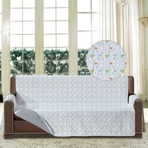 Skylinewears Reversible Sofa Cover with Pockets, Stain Resistant Couch Protectors for 2 Cushion Couch (Alpaca/Grey)