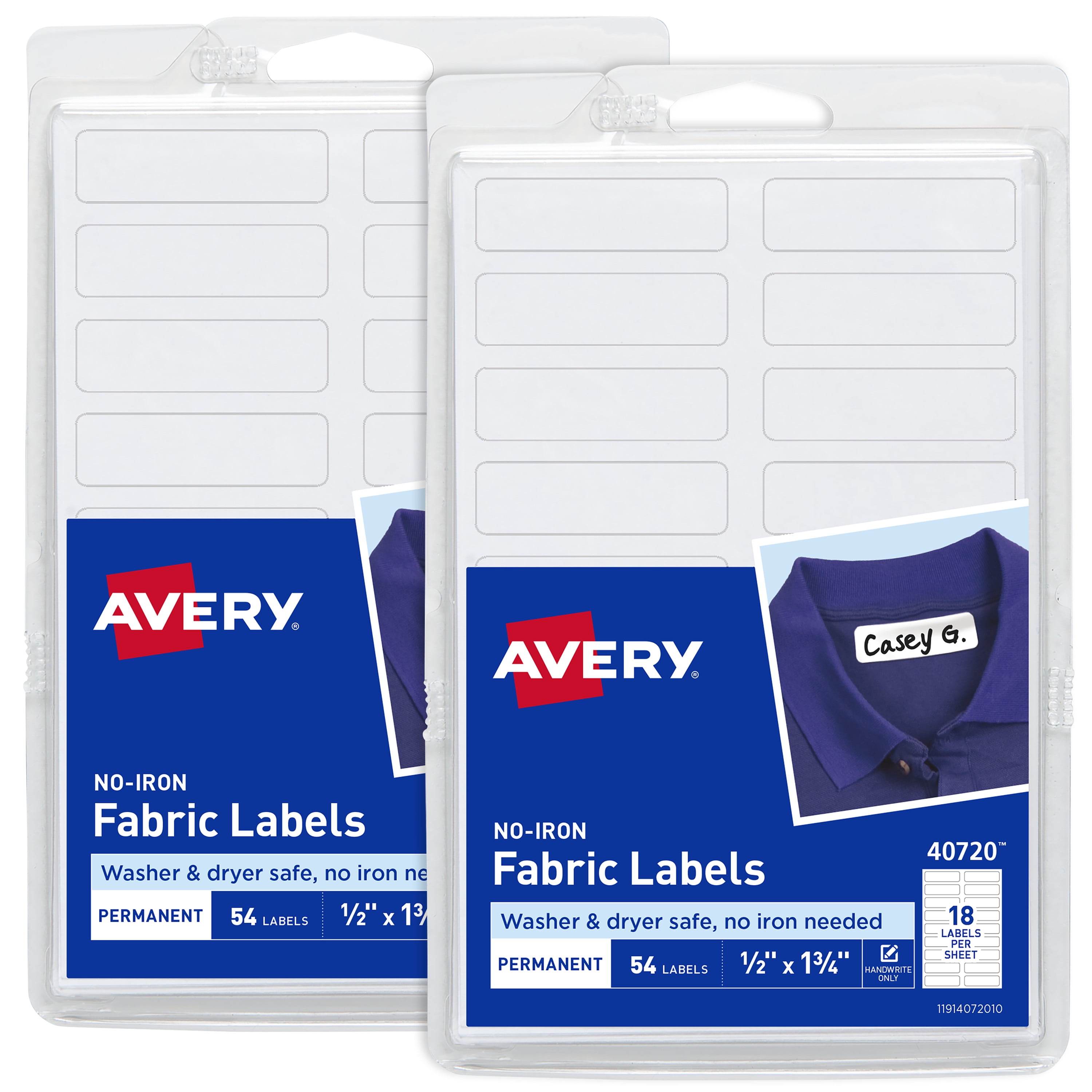 most Best Price 0.5” x 1.75” Matte White Avery No Iron Fabric Labels ...