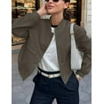 thumbnail image 3 of ORUYROP Women's Fashion Cropped Button Down Lightweight Cropped Bomber Jacket Varsity Shacket with Side Pockets, 3 of 5