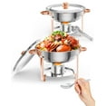 thumbnail image 3 of BeesClover Chafers Ronds en Acier Inoxydable, Ensemble de Réchaud de Buffet NSF avec Porte-Couvercle, Cuillère de Service, Pince, pour Événements et Banquets, 3 of 8