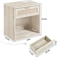 thumbnail image 2 of Leyaoyao Rattan Nightstand with Charging Station Boho Adult Bedside Table with Drawers, Grey White, 2 of 9