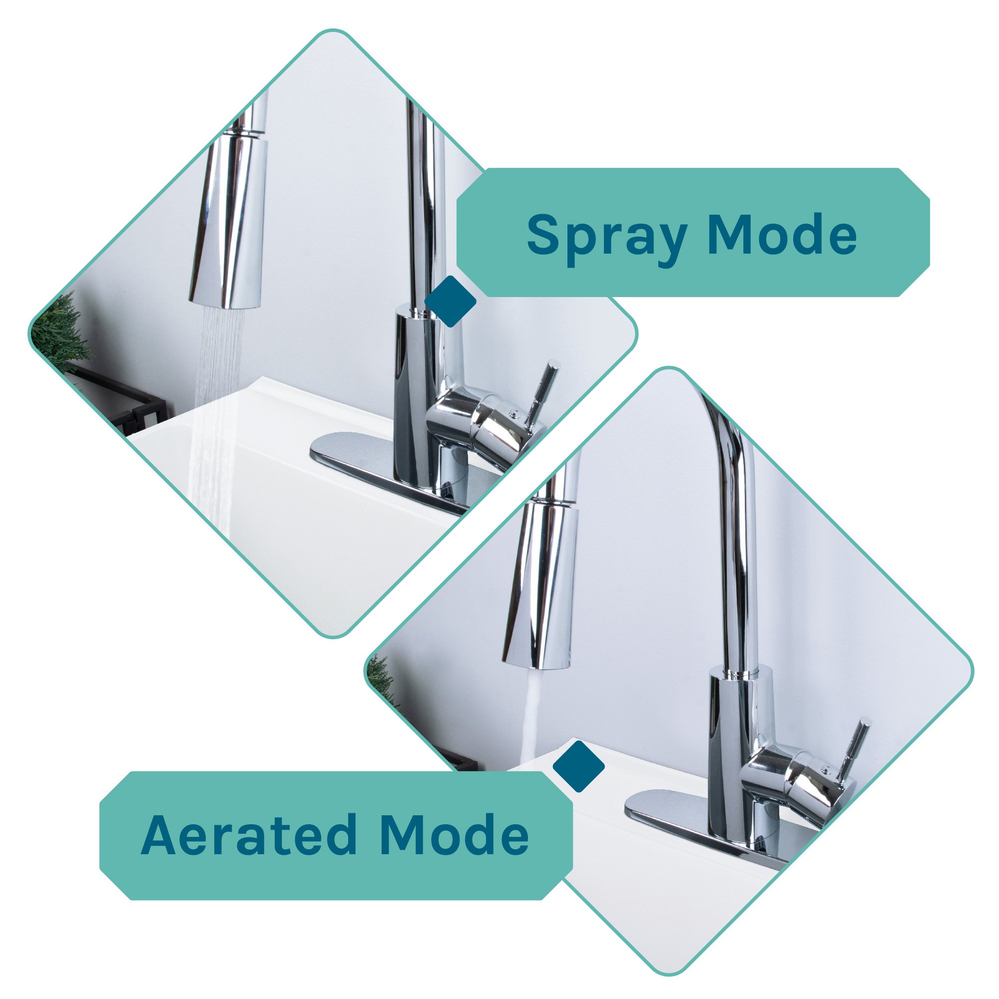 19 Gallon Laundry Sink with High Arc Chrome Pull-Down Kitchen Faucet 6503CP