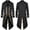 Black, variant on Mens Gold Trim Vintage Tailcoat Jacket Medieval Steampunk Frock Coat Gothic Tuxedo Jacket Halloween Stage Performance Coat