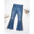 thumbnail image 4 of iiniim Kids Girls Ripped Flared Jeans Casual Fitted Denim Bell Bottoms Distressed Denim Wide Leg Pants Blue 10, 4 of 7