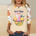 thumbnail image 2 of lcziwo Easter Shirt for Women Loose Casual Bunny Rabbit Print Casual Round Neck Tee Shirts 2025 Spring 3/4 Sleeve T-Shirt Tops Khaki XXL, 2 of 6