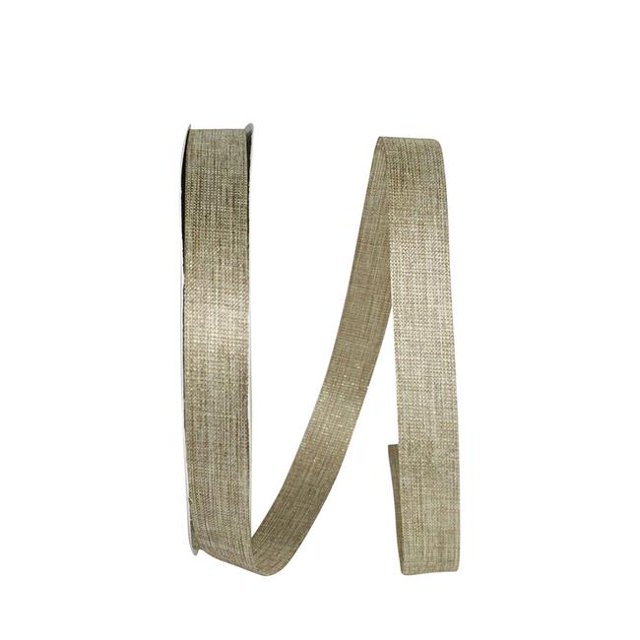 Reliant Ribbon 3410-757-05C 0.875 in. 100 Yards Linen Natural Sparkle Allure Ribbon, Natural & Gold