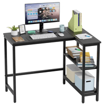 BORGEBY 39 Inch L-Shaped Computer Desk with Storage Shelf, Metal Reinforced Frame Gaming Desk, Multifunctional Workstation for Small Spaces