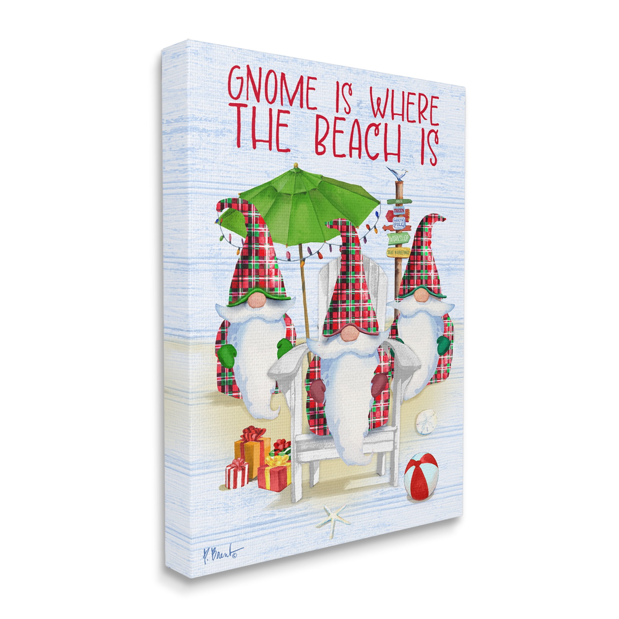 Stupell Industries Tropical Christmas Gnomes Holiday Painting Gallery Wrapped Canvas Print Wall Art, 16 x 20