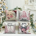 thumbnail image 2 of Dashan Christmas Throw Pillow Covers 18x18 4 PCS Pink Santa Xmas Tree Couch Cushion Pillowcases for Bedroom Home Decor, 2 of 6