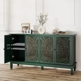 thumbnail image 6 of Buffet Cabinet with Storage,  Solid Wood Sideboard with 4 Carved Doors, Accent Cabinet with Adjustable Shelf, Vintage Farmhouse Console Table for Kitchen, Living Room, Entryway, 6 of 7