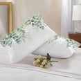 thumbnail image 2 of Lumbar Pillow Covers 20x12 Inch Set of 2, Teal Botanical Waterproof Outdoor Pillow Covers, Sage Green Eucalyptus Leaves Watercolor Decorative Cushion Pillowcases for Couch, Sofa, Bed, Garden, Patio, 2 of 9