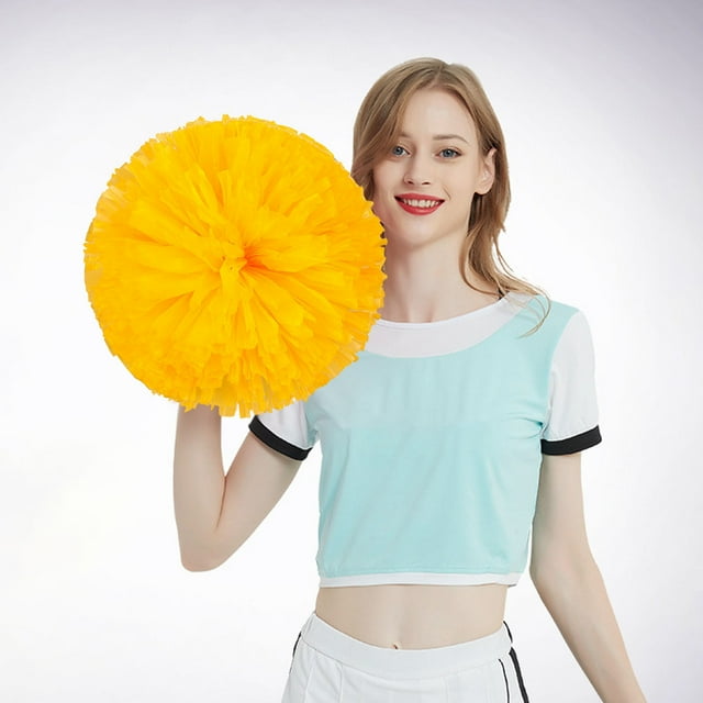 Hbdhejl 2Pcs Cheerleaders Handheld Color Flower Sports Activities Performance Cheering Supplies Round High Density Color Strip Lightweight Double Finger Ring Buckle Design Anti Slip Off