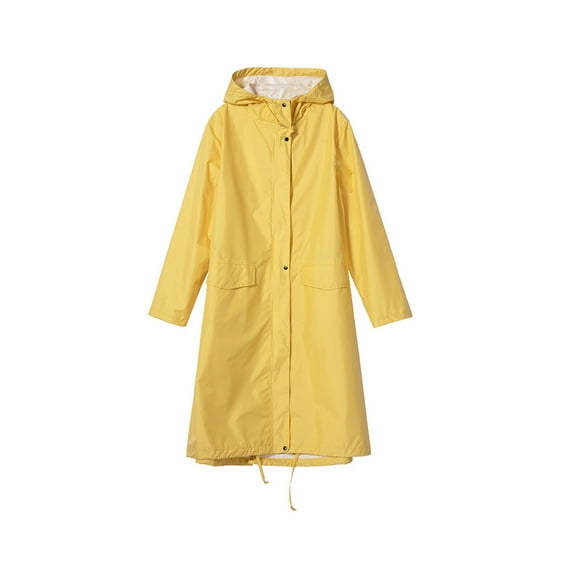 mmirethe Man Unisex Stylish Long Raincoat Thin Breathable Waterproof Rain Jacket with Hood Rainwear Suit for Outdoor Backpacking Yellow XL