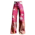 thumbnail image 4 of QIJUNTUO Wide Leg Pant Vintage Floral Print High Waisted Straight Stretch Pants With Pockets Straight Leg Pants for Women Pink, 4 of 4