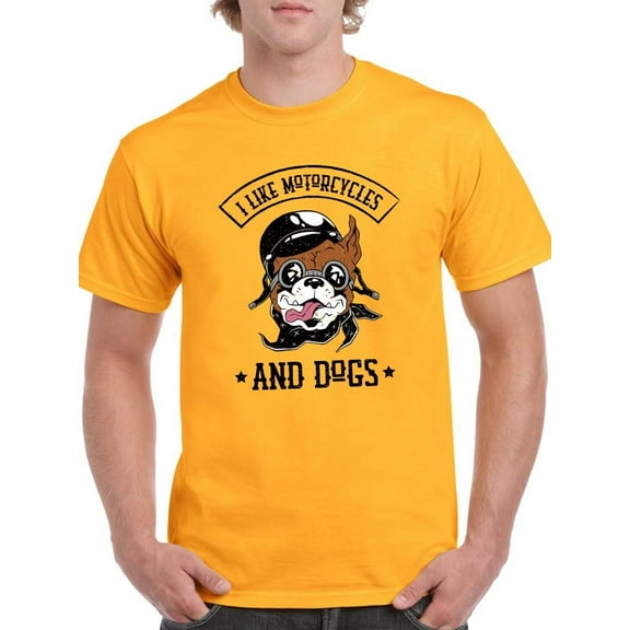 I Like Motorcycles And Dogs T-Shirt Men -Smartprints Designs, Male 5X-Large