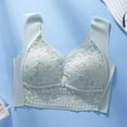 thumbnail image 4 of Loopsun Womens Bras Plus Size, Bras for Women, Women's Solid Back Buckle Lace Underwear Thin Daily Bra Light Blue XXXXL, 4 of 5