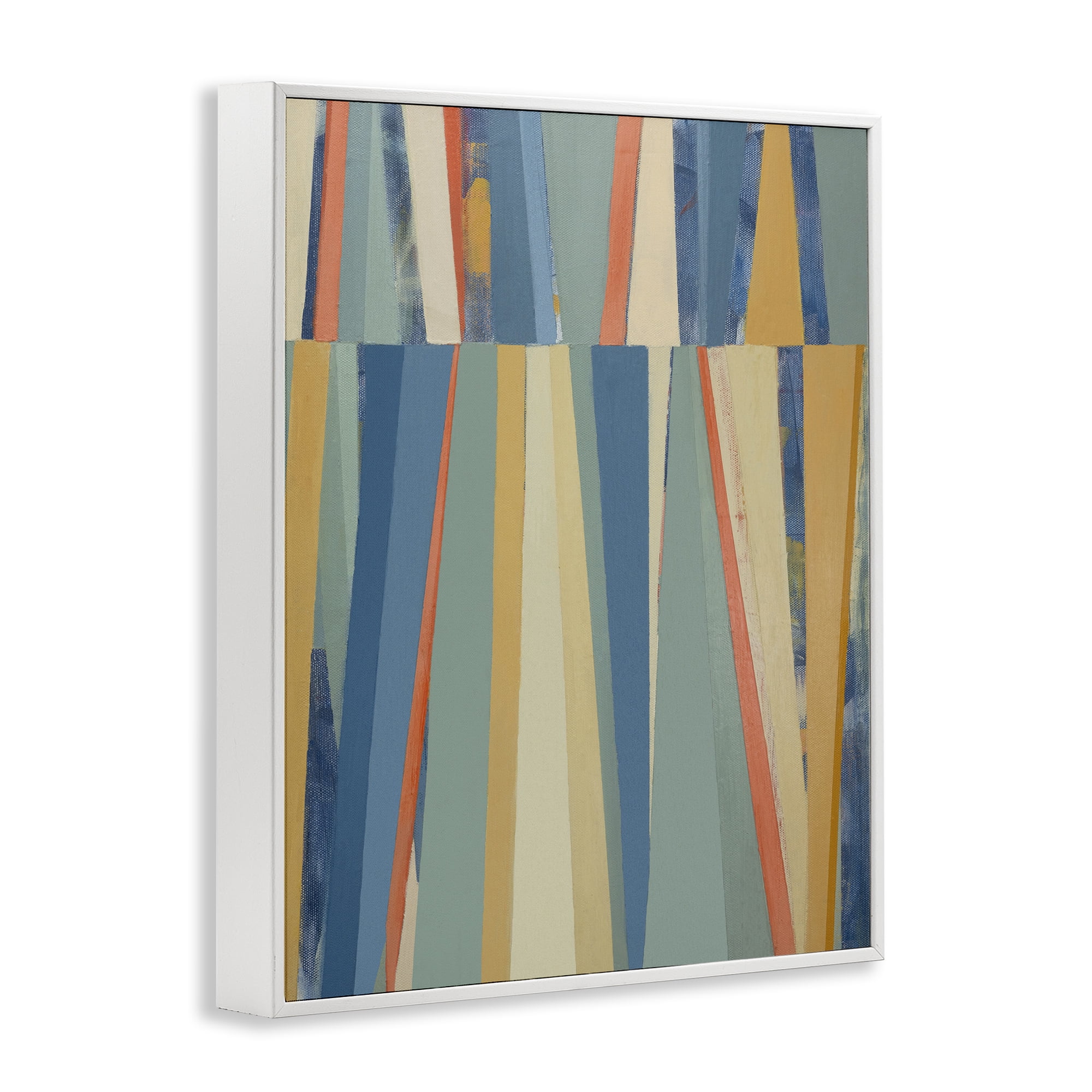Stupell Industries Soft Blue Pointed Shapes Abstract Painting White Framed Art Print Wall Art, 16 x 20