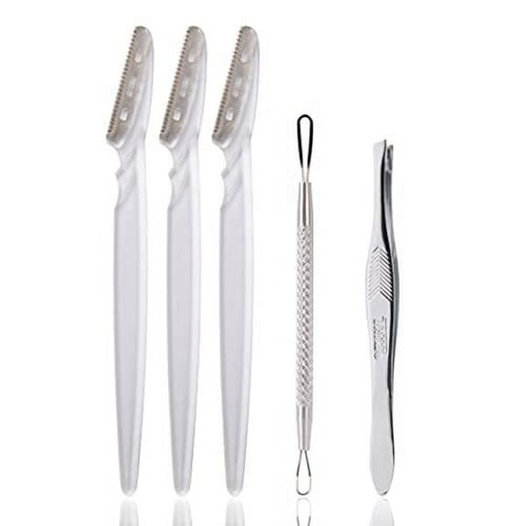 TRIM Face Grooming Beauty Tool Bundle – For Exfoliating Skin, Removing Blemishes and Stray Hairs – Includes Dermaplane Facial Hair Removers (3 Pack), Skin Care Tool, Slant Tip Tweezers – Easy to Use