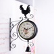 thumbnail image 5 of Reloj de pared creativo de doble cara, reloj de sala de estar para el hogar, reloj colgante de hierro estilo pastoral retro, reloj silencioso artesanal, 5 of 5